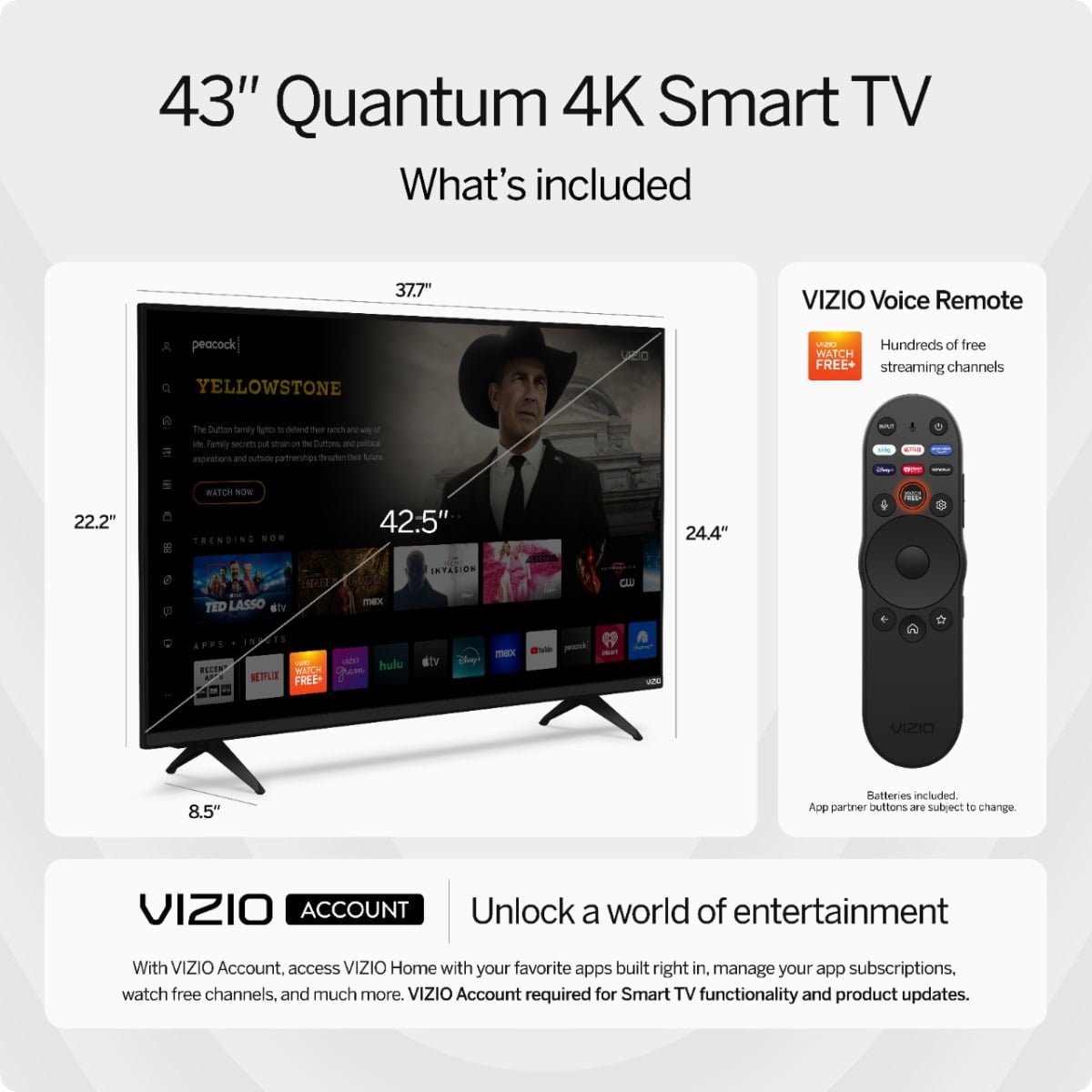 VIZIO 43" Class Quantum 4K QLED HDR Smart TV (VQD43M-08) - Image 3
