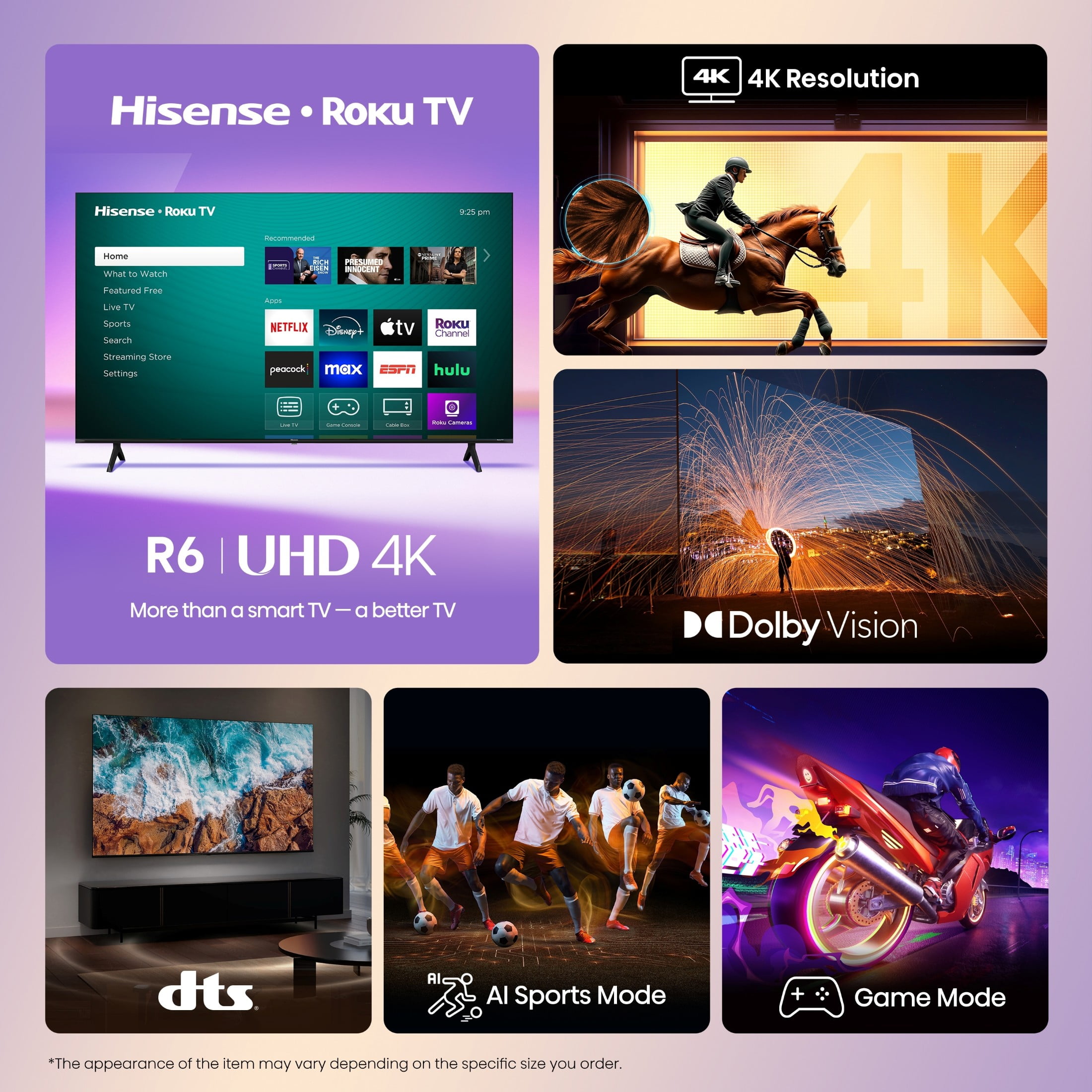 Hisense 70" Class 4K UHD LED LCD Roku Smart TV HDR R6 Series 70R6E4 - Image 3