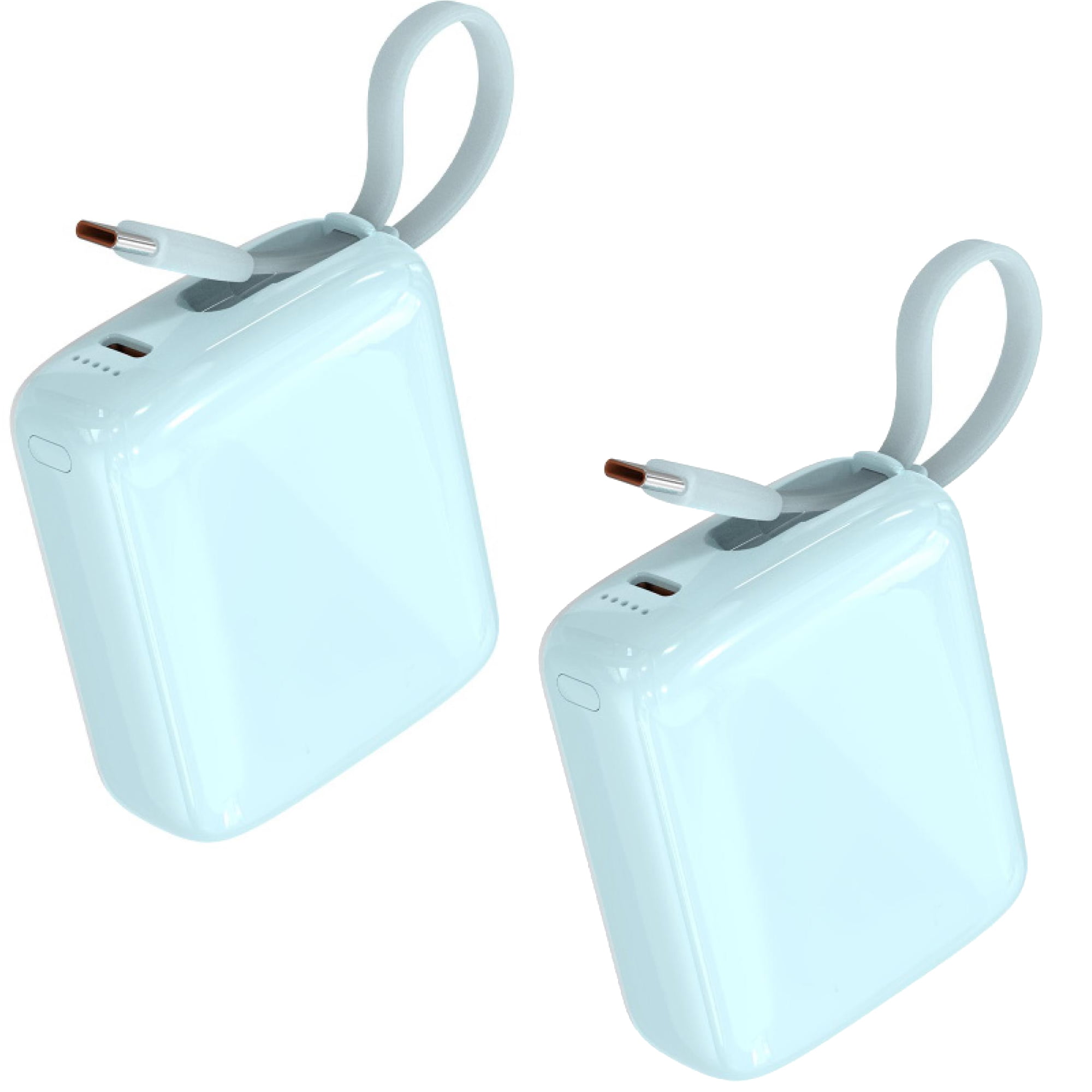 2-Pack 10,000 mAh Portable Power Banks with Built-In USB‑C Cable – Dual Device Charging, Compact Design Combo