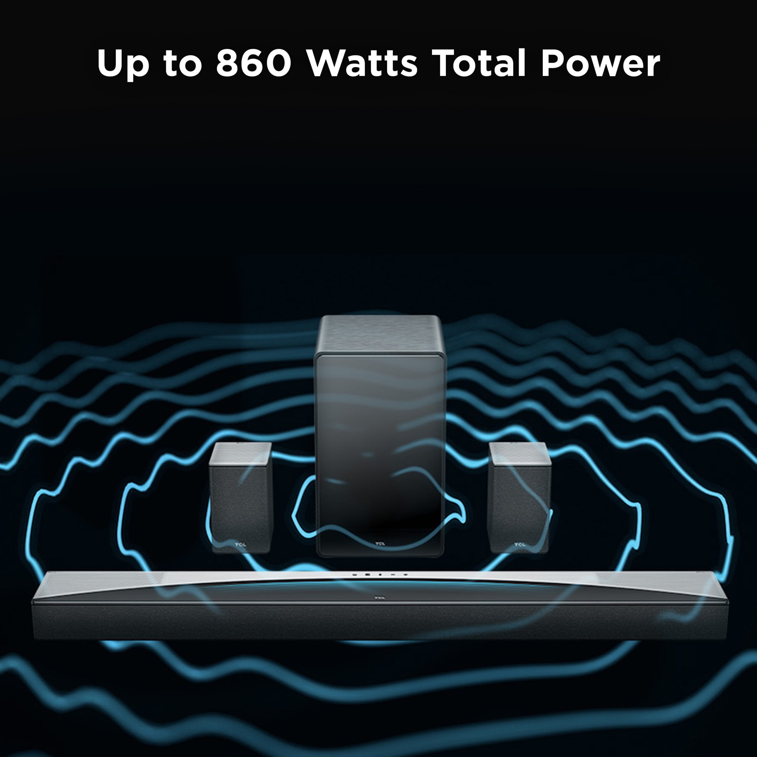 TCL Q85H Q Class 7.1.4 Channel Sound Bar with Dolby Atmos, Wireless Subwoofer, and Wireless Surround Speakers - Black - Image 7