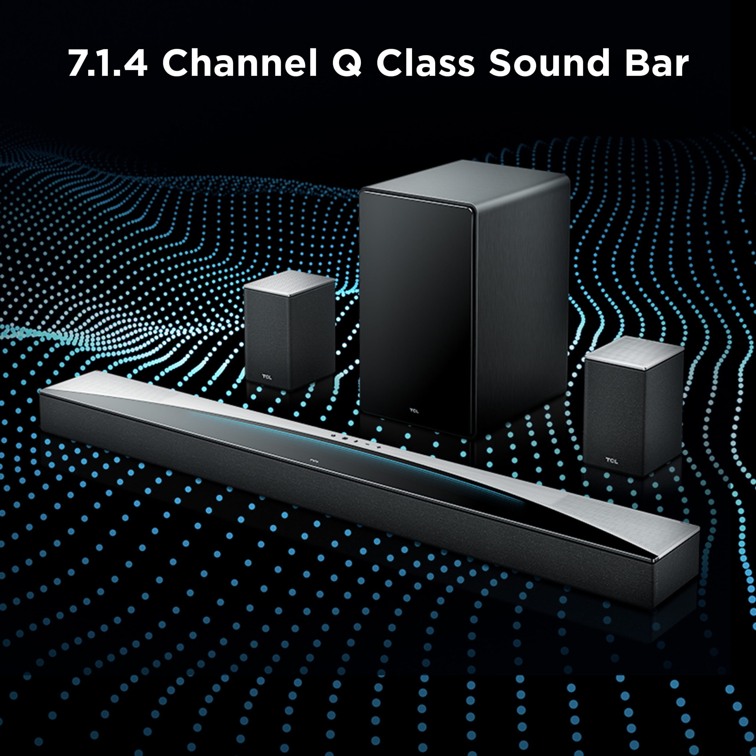 TCL Q85H Q Class 7.1.4 Channel Sound Bar with Dolby Atmos, Wireless Subwoofer, and Wireless Surround Speakers - Black - Image 5