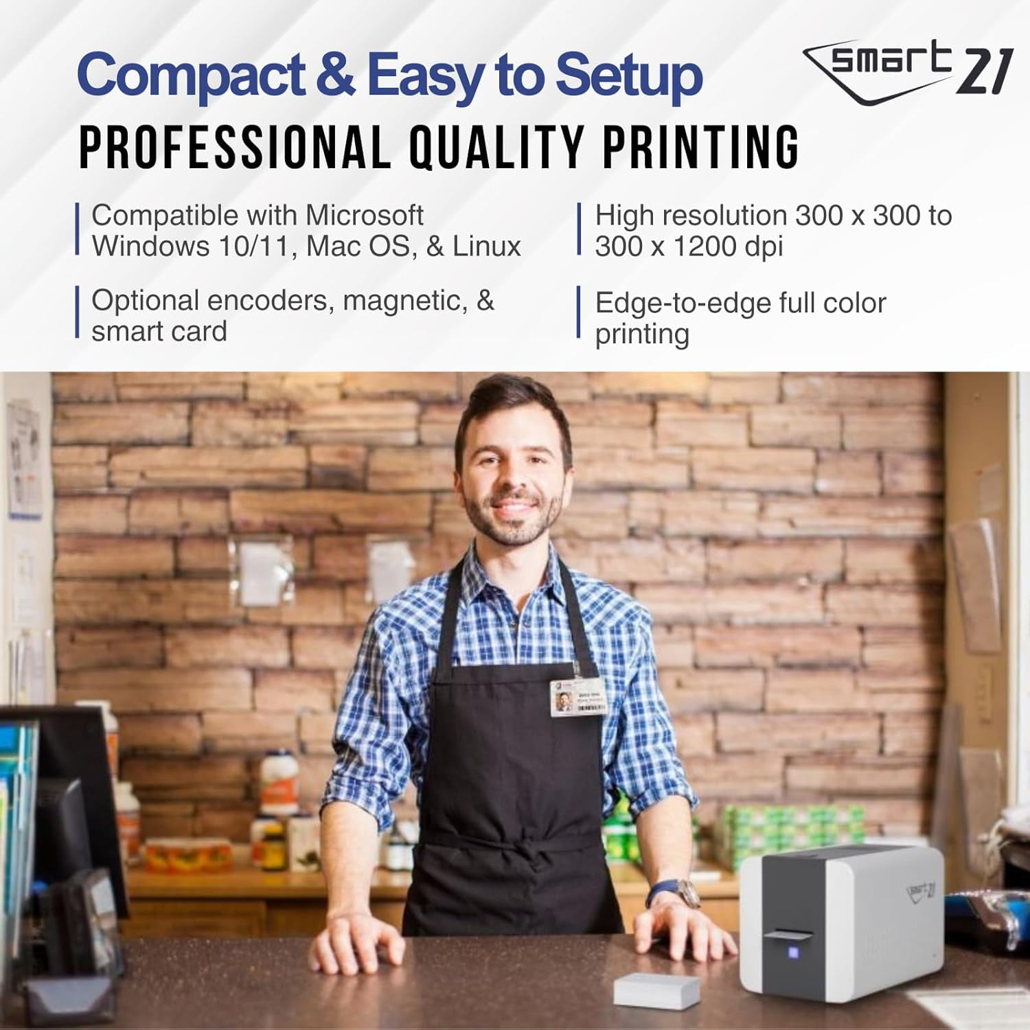 IDP SMART-21SK-EZ ID Card Simplex Printer Kit, Includes printer, YMCKO color ribbon, 100 PVC cards, PC-only software - Image 6