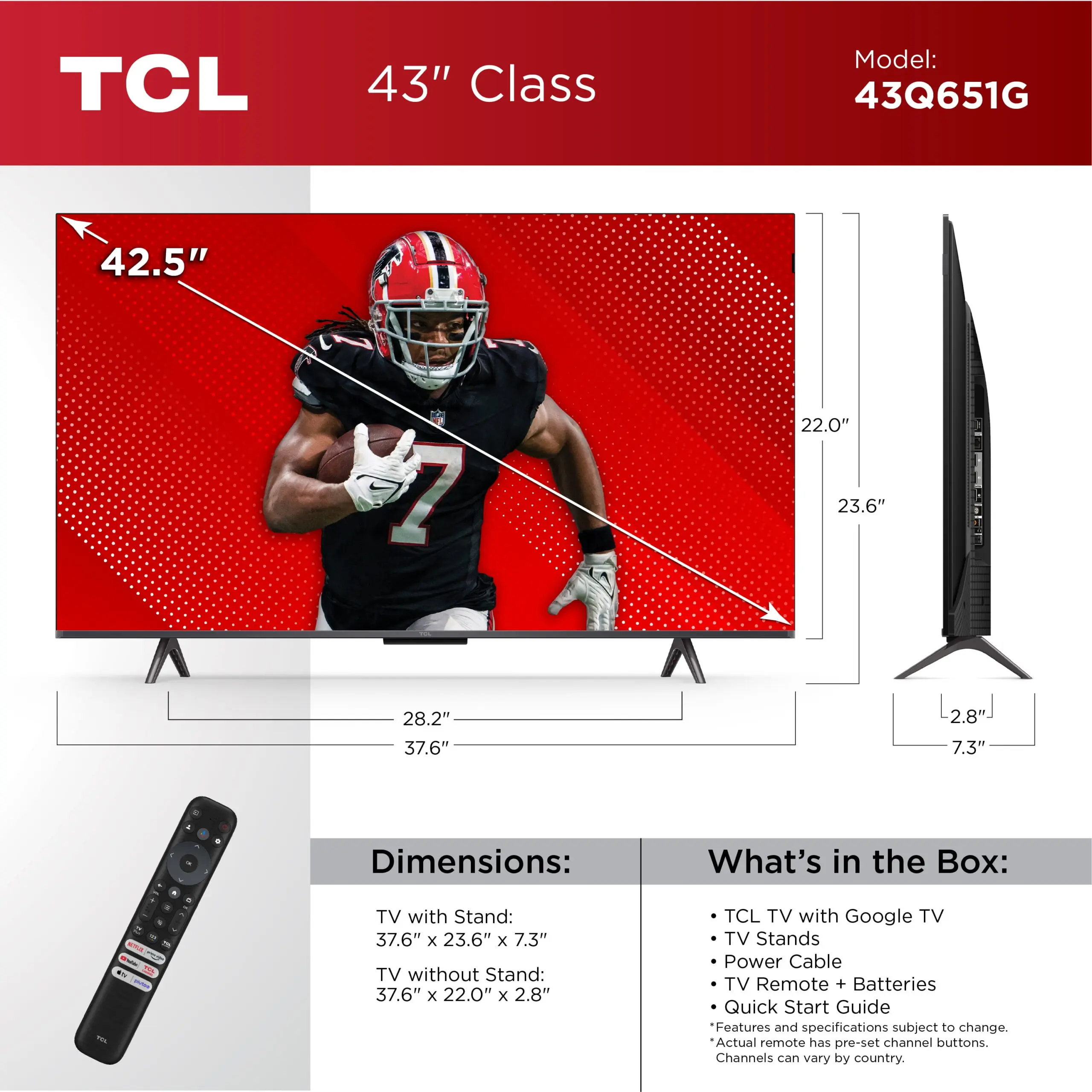 TCL 43” Class Q6 (43Q651G) 4K UHD HDR QLED Smart TV with Google TV (NEW 2024) - Image 3