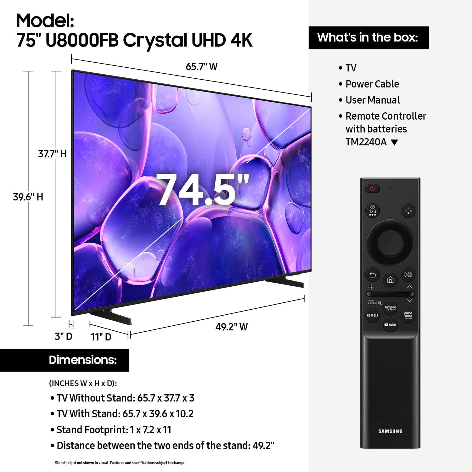 Samsung 75” Class Crystal UHD U8000FB 4K Smart TV 2025 - UN75U8000FBXZA - Image 5