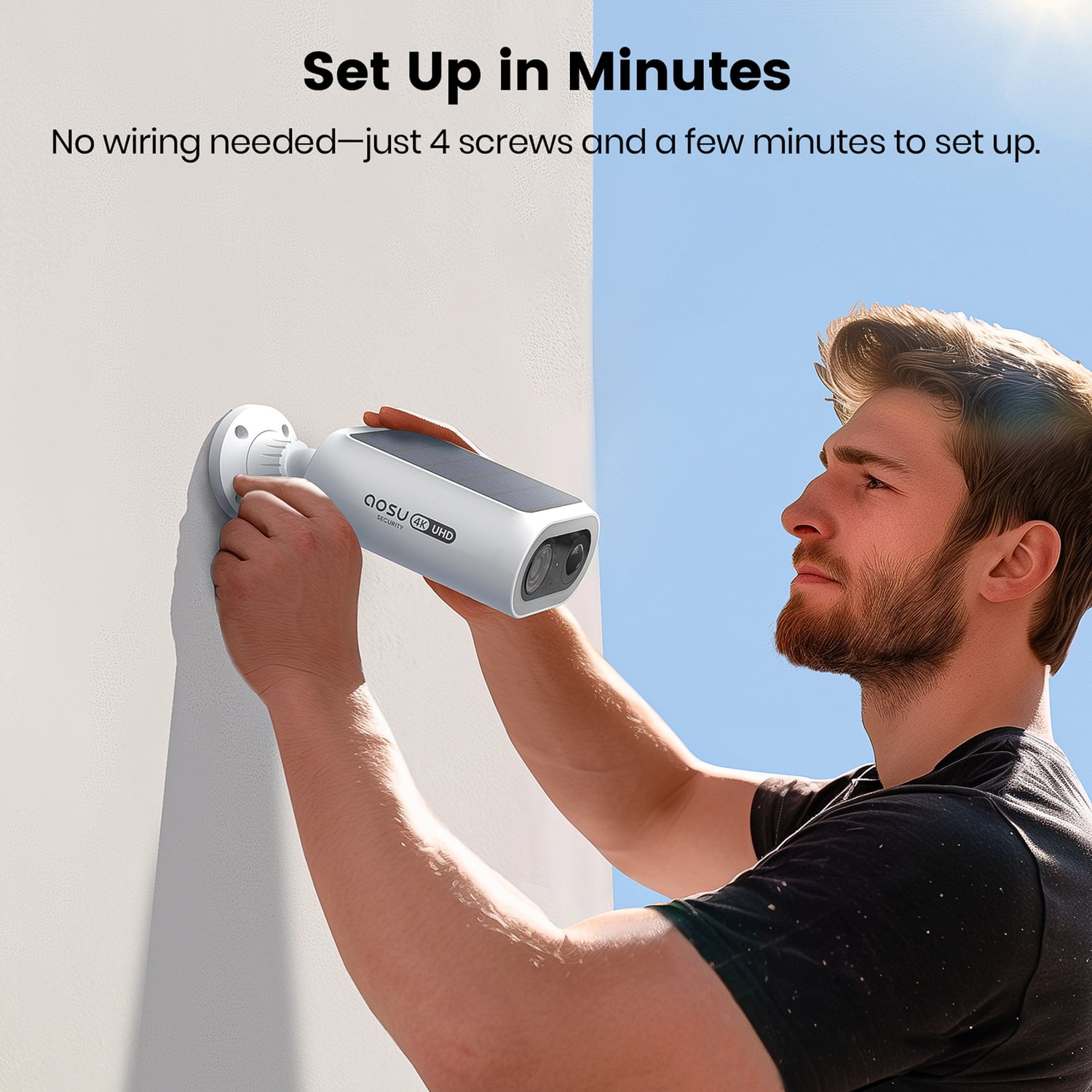 aosu 4K UHD 8.0-MP Wi-Fi Outdoor AI-Smart SolarCam P1 Max Security Camera, C8S2CA11 - Image 2