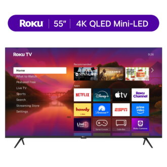 Roku Smart TV 2025 – 55-Inch Plus Series, 4K QLED Mini-LED TV – Roku TV with Enhanced Voice Remote