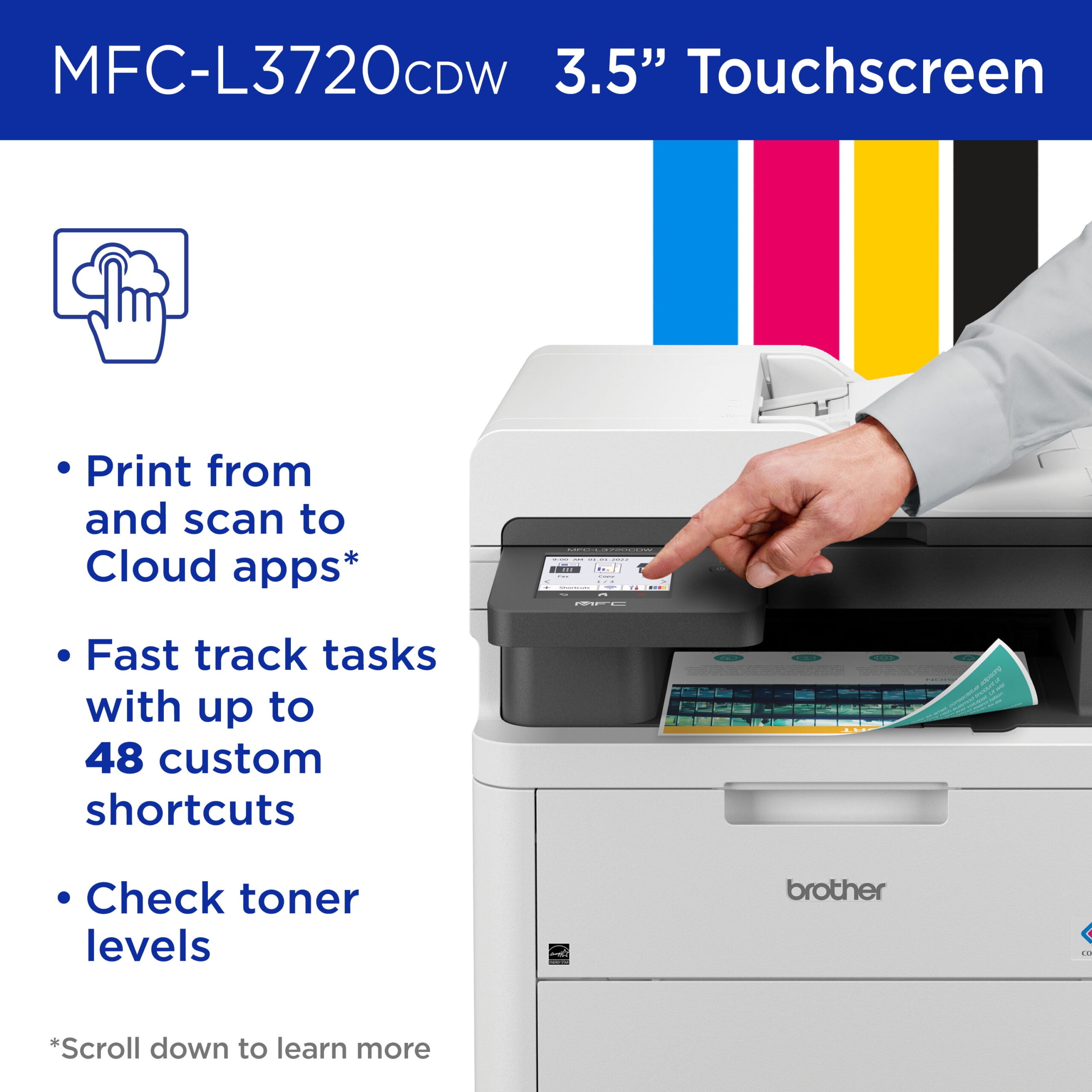 Brother MFC-L3720CDW Wireless Digital Color All-in-One Printer with Laser Quality Output, Copy, Scan and Fax, Duplex and Mobile Printing - Image 7