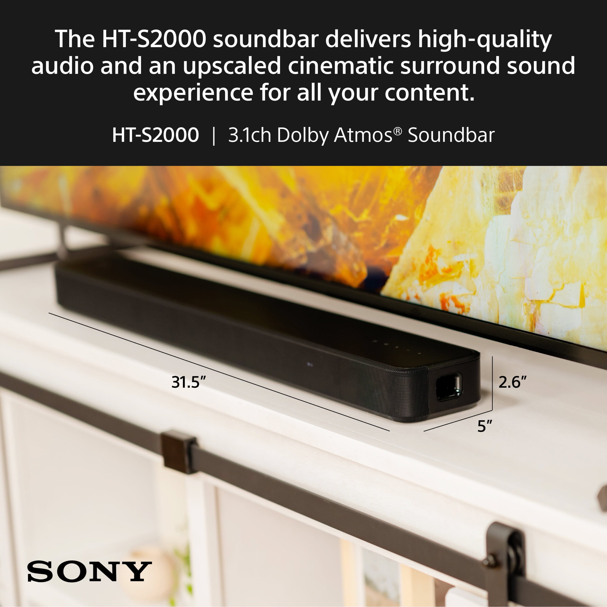 Sony HT-S2000 3.1ch Dolby Atmos Soundbar with Built-In Dual Subwoofer - Image 2