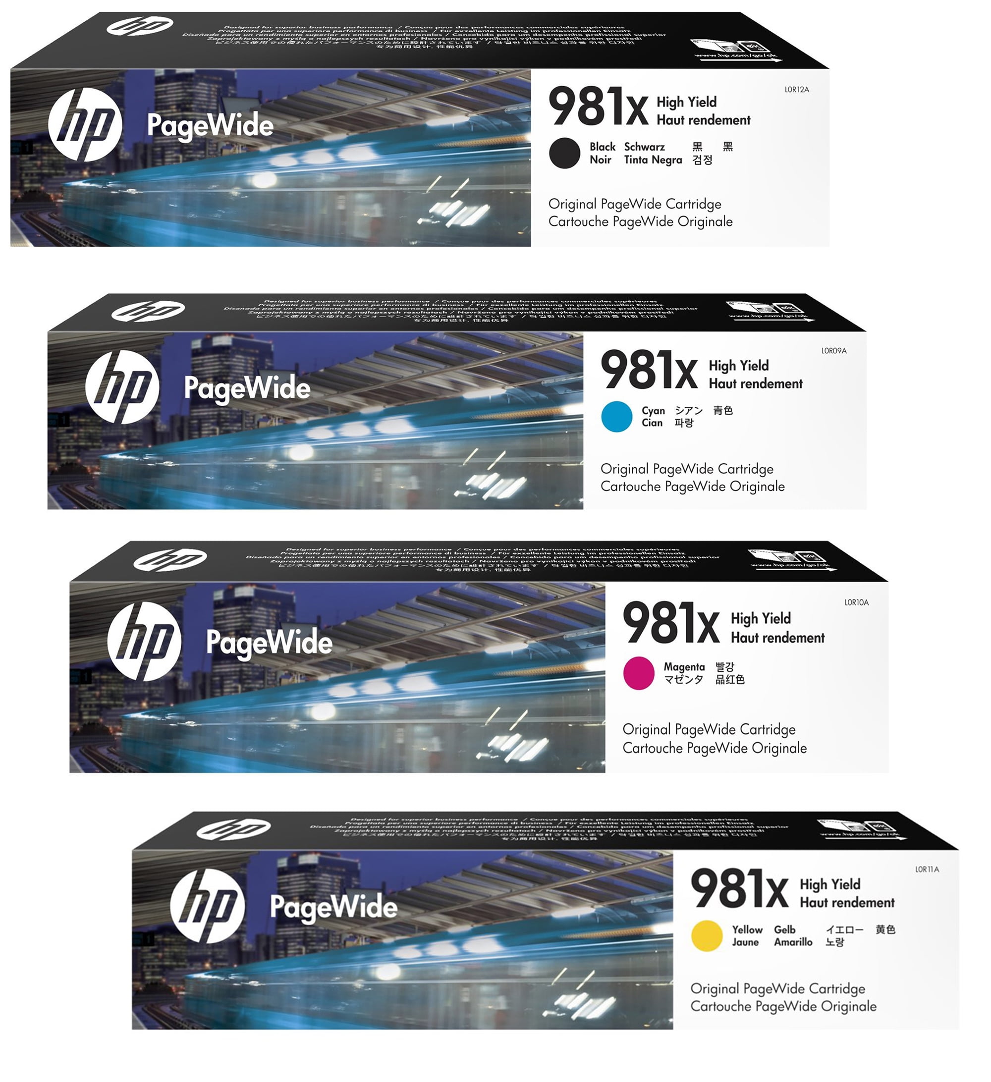 HP 981X Original PageWide Cartridge 4-Color Set,HP L0R12A, L0R09A, L0R10A, L0R11A - Image 2