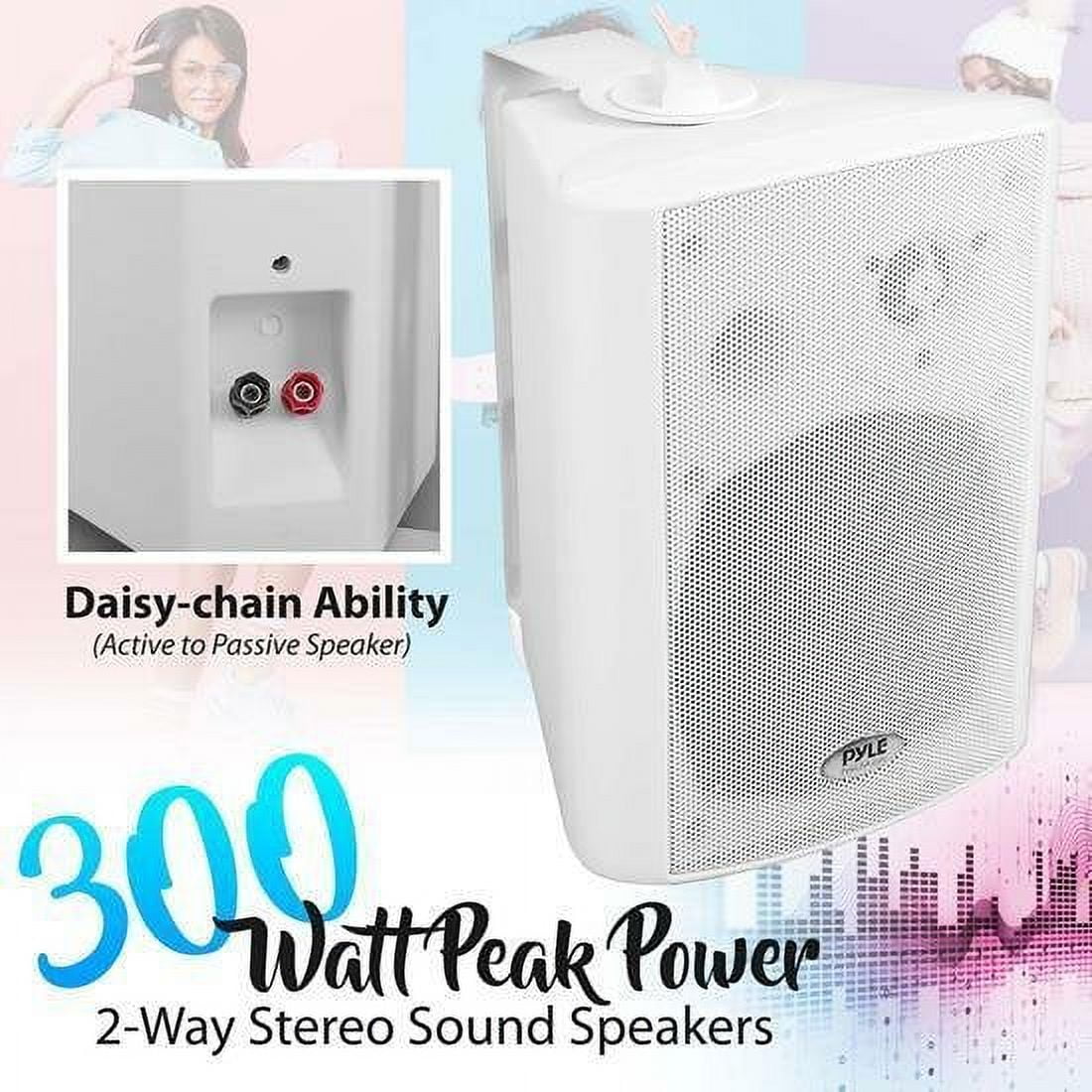 Pyle PDWR53BTWT 5.25" 300 Watt Bluetooth Indoor Outdoor Speakers, White (2 Pack) - Image 5