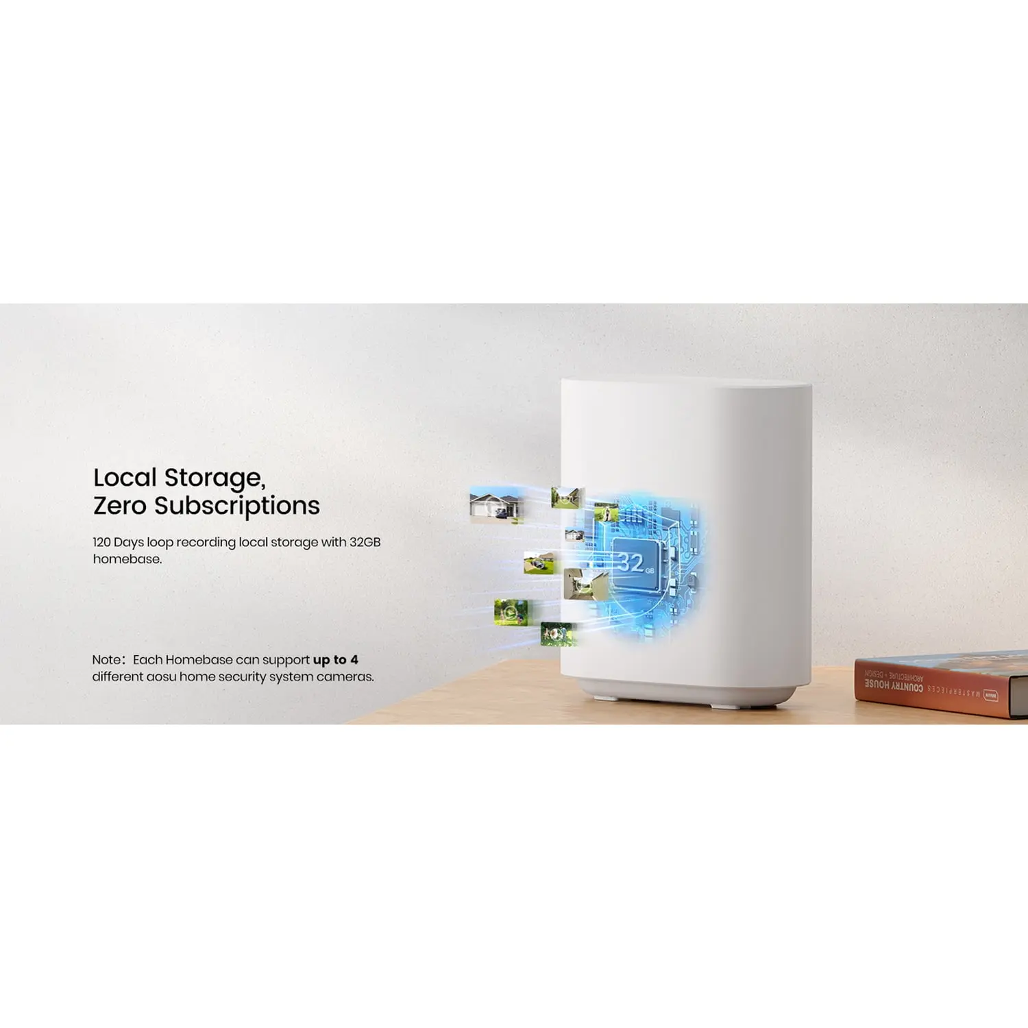 aosu 2K QHD 3.0-MP Dual-Band Wi-Fi Quick-Install Outdoor AI-Smart Solar Camera Pro System with HomeBase (4 Cameras), C8E-4H - Image 3