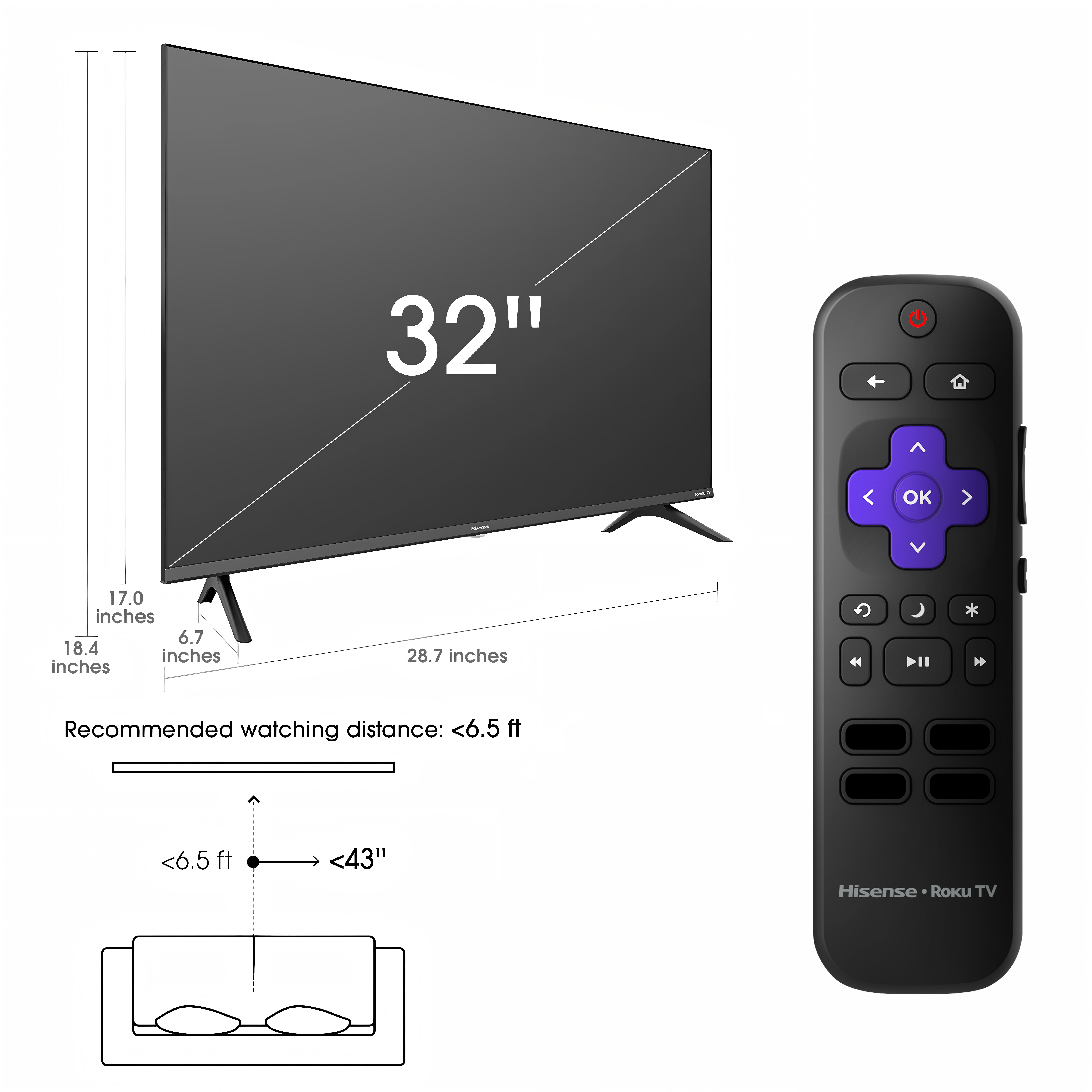 Hisense 32-Inch Class H4 Series HD Roku Smart TV (32H4030F3) - 720P HD LCD Screen, LED TV, DTS TruSurround Sound, Motion Rate 120, Gmaing Mode - Image 2