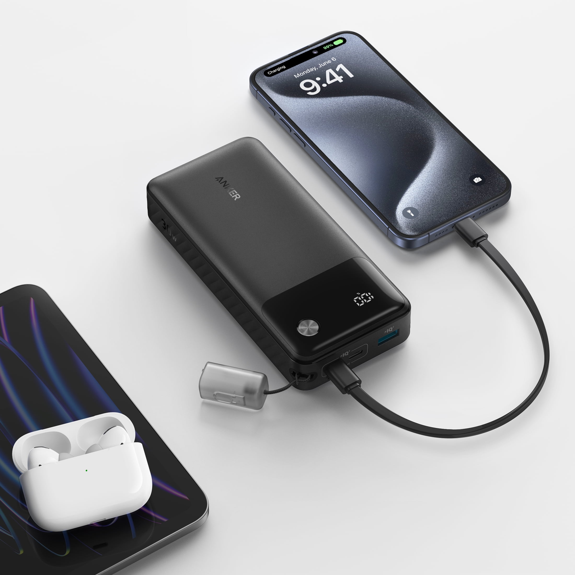 Anker Power Bank with Digital Screen (20,000mAh, 30W, 3-Port) - Image 4