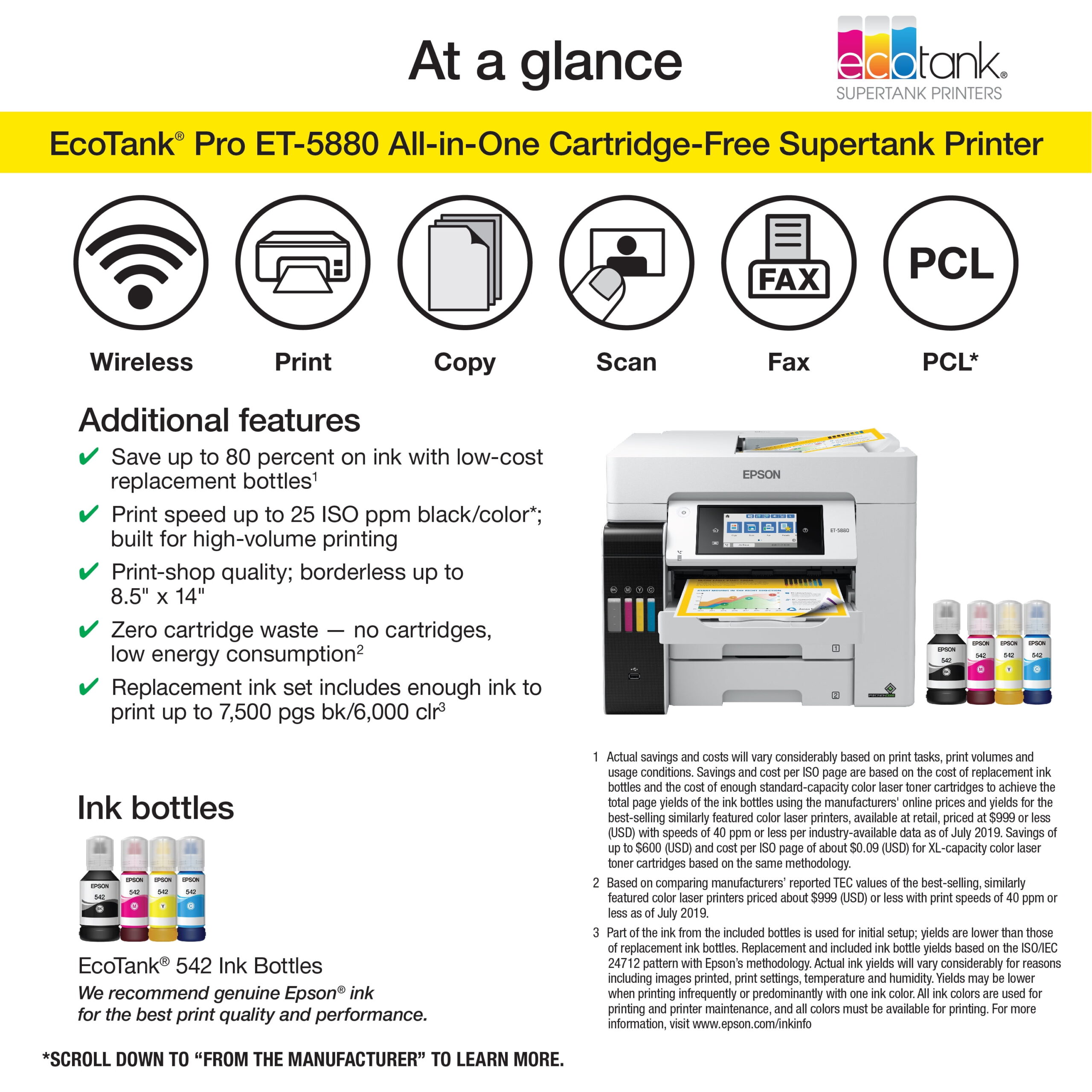 Epson EcoTank Pro ET-5880 Wireless Color All-in-One Supertank Printer with Scanner, Copier, Fax, Ethernet and PCL/PostScript - Image 5