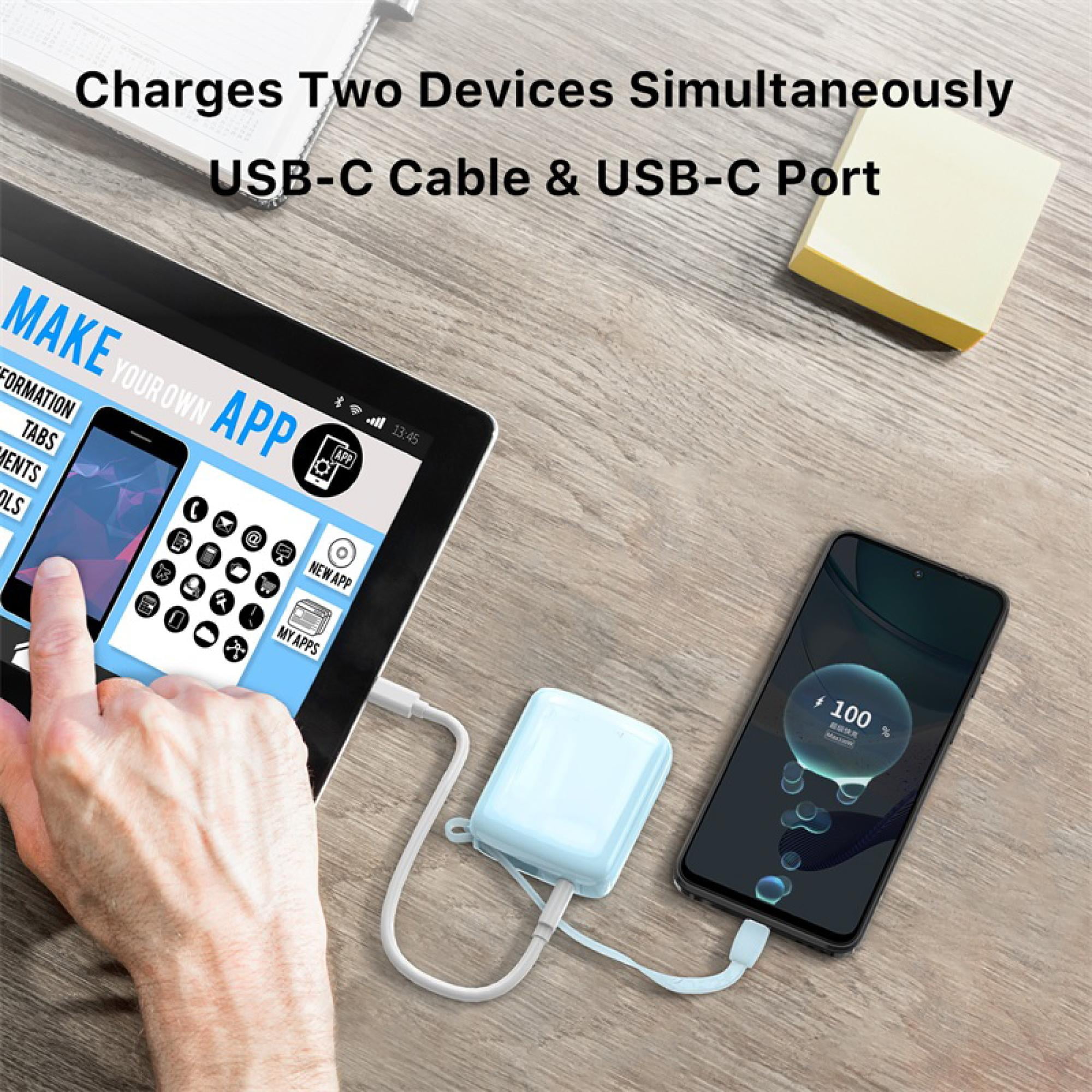 2-Pack 10,000 mAh Portable Power Banks with Built-In USB‑C Cable – Dual Device Charging, Compact Design Combo - Image 6