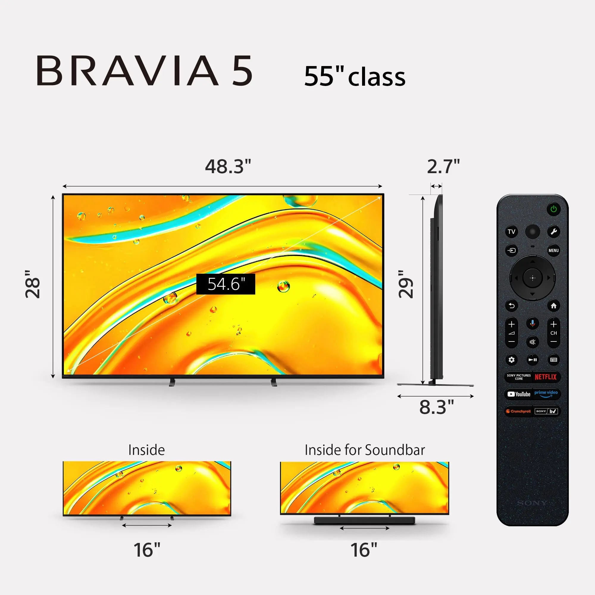 Sony 55” class BRAVIA 5 Mini LED 4K HDR Smart Google TV K-55XR50, 2025 Model - Image 5