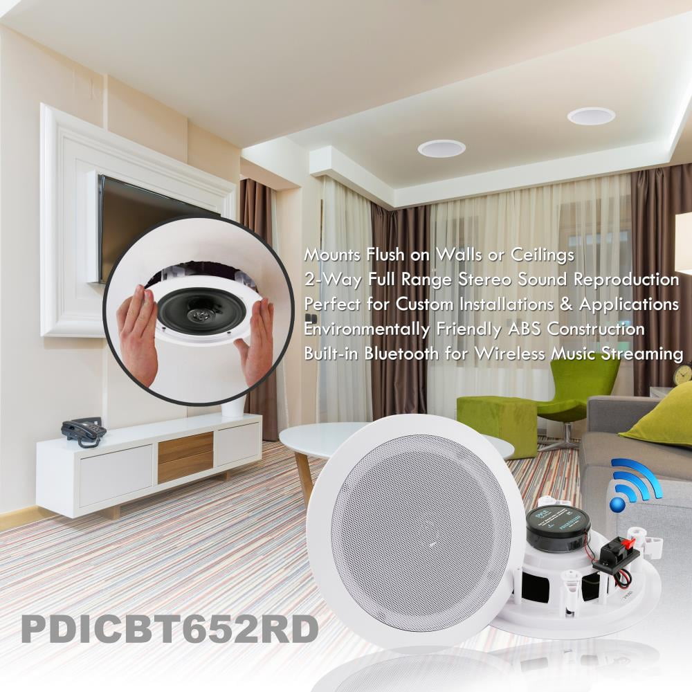 Pyle Audio 6.5" 2 Way 200W Bluetooth Ceiling Wall Speakers, Pair | PDICBT652RD - Image 5