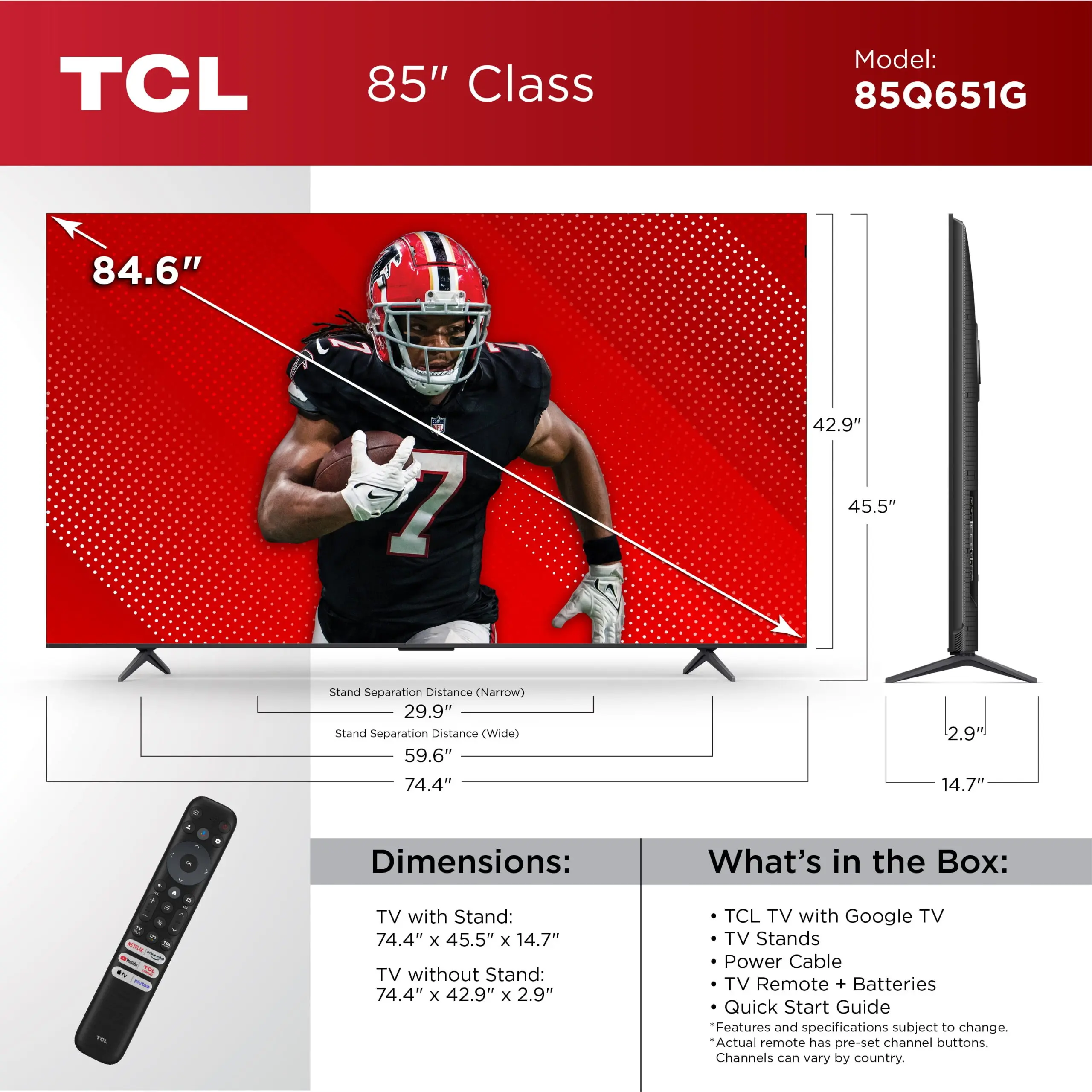 TCL 85” Class Q6 (85Q651G) 4K UHD HDR QLED Smart TV with Google TV (NEW 2024) - Image 3