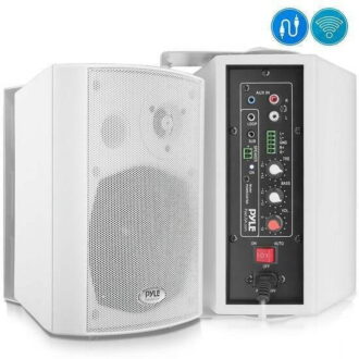 Pyle PDWR53BTWT 5.25" 300 Watt Bluetooth Indoor Outdoor Speakers, White (2 Pack)