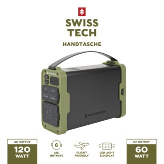Swiss Tech 120W Portable Power Station 99.9Wh Battery Backup with Multiple Charging Ports for Camping