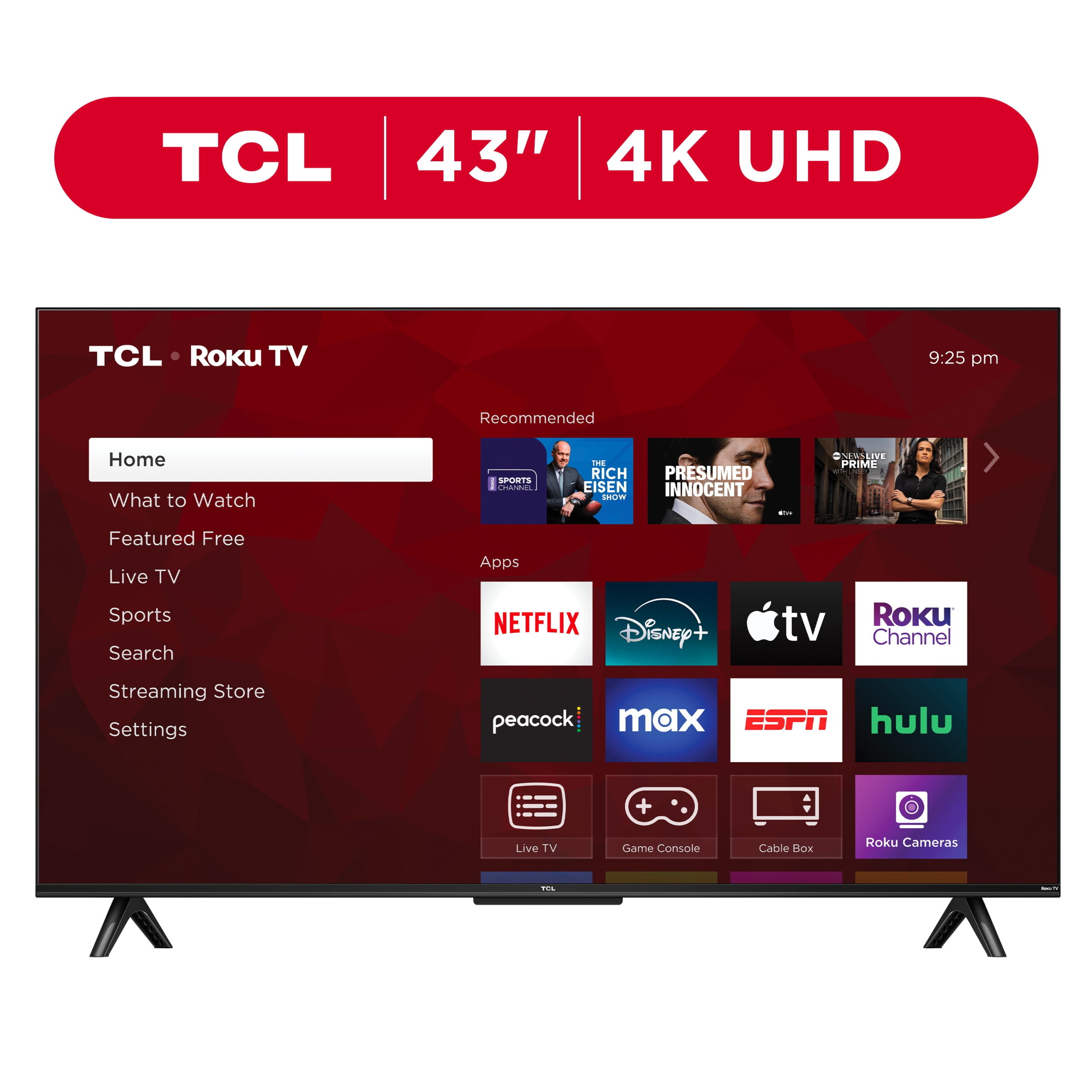 TCL 43” Class S4 (43S451) 4K UHD HDR Smart TV with Roku TV