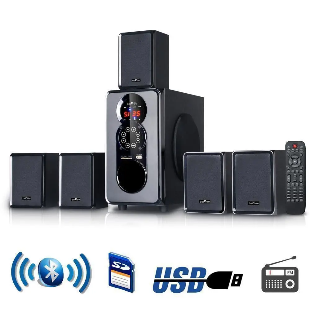 beFree Sound BFS-455 5.1 Channel Surround Sound Bluetooth Speaker System in Black - Image 2