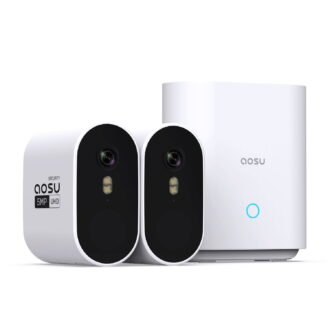 aosu 3K 5.0-MP Outdoor WirelessCam System Max with 2 Cameras and 4-Channel HomeBase Recorder, C6S2AH11, C6S2AH11