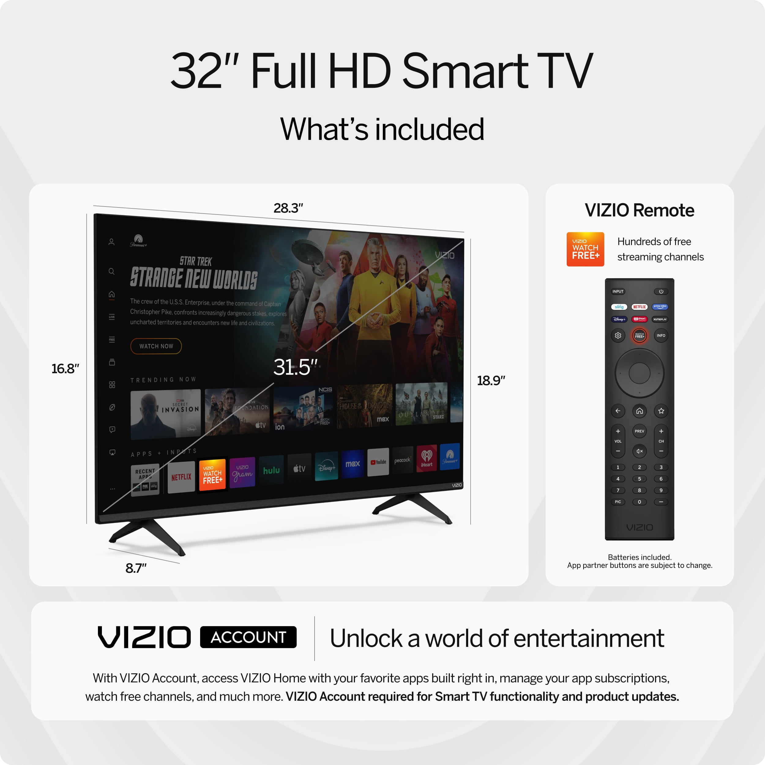 VIZIO 32” Class HD 720p LED Smart TV (VHD32M-08) - Image 3