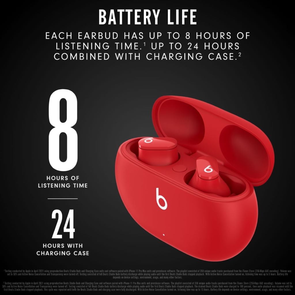 Beats by Dr. Dre Studio Buds True Wireless Bluetooth Earbud Headphones Type, Red - Image 6
