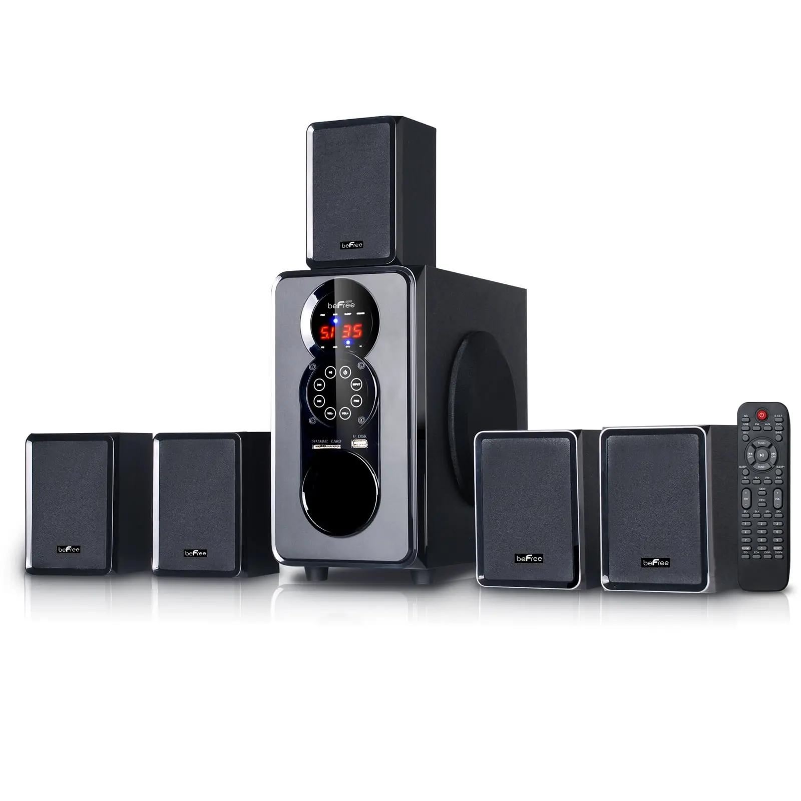 beFree Sound BFS-455 5.1 Channel Surround Sound Bluetooth Speaker System in Black