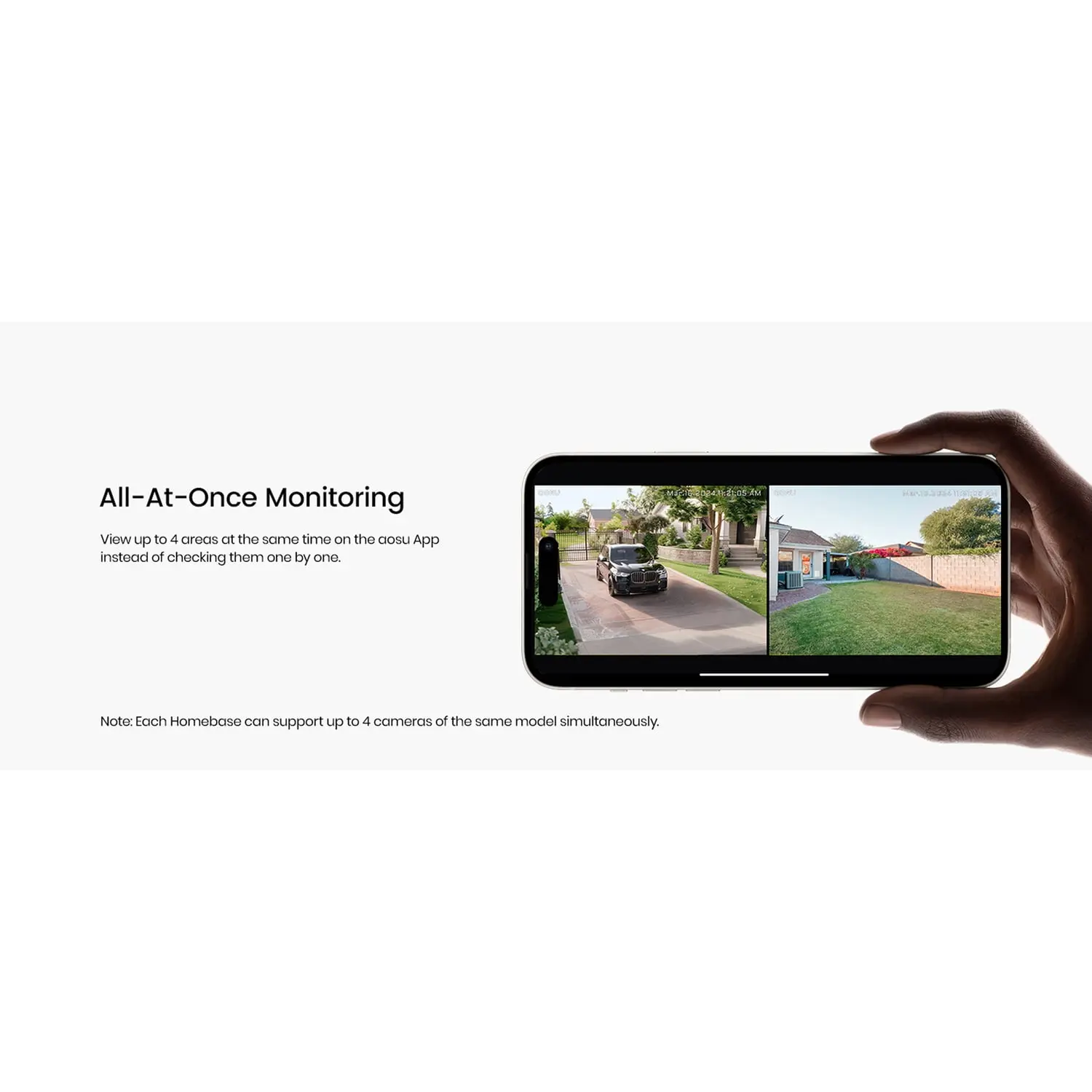 aosu 2K QHD 3.0-MP Dual-Band Wi-Fi Quick-Install Outdoor AI-Smart Solar Camera Pro System with HomeBase (4 Cameras), C8E-4H - Image 5