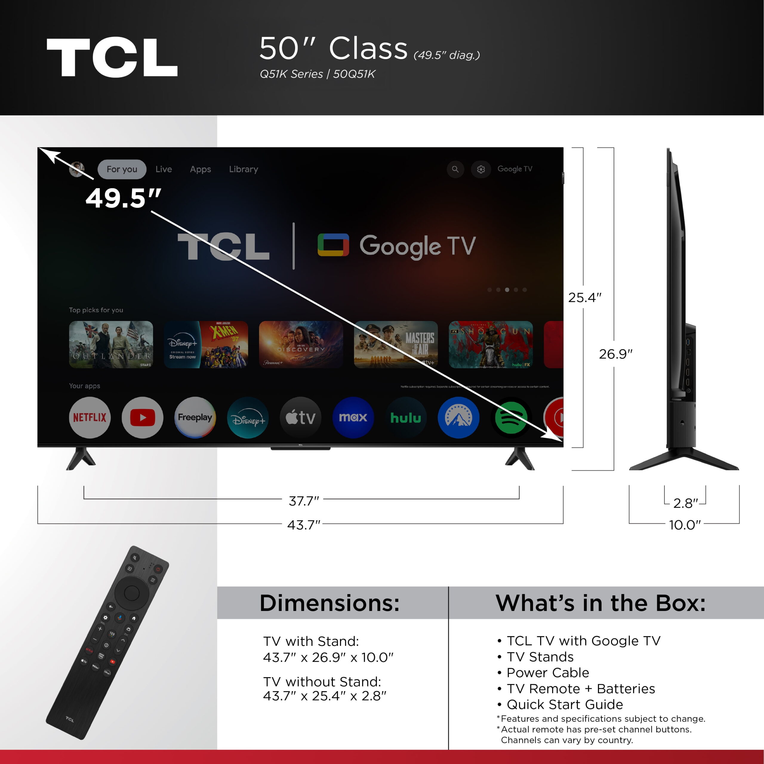 TCL 50" Q Series QLED 4K UHD HDR Smart Google TV (NEW 2025) - Dolby Vision, Dolby Atmos, Motion Rate 120, HDR 10+, Auto Game Mode - 50Q51K - Image 2