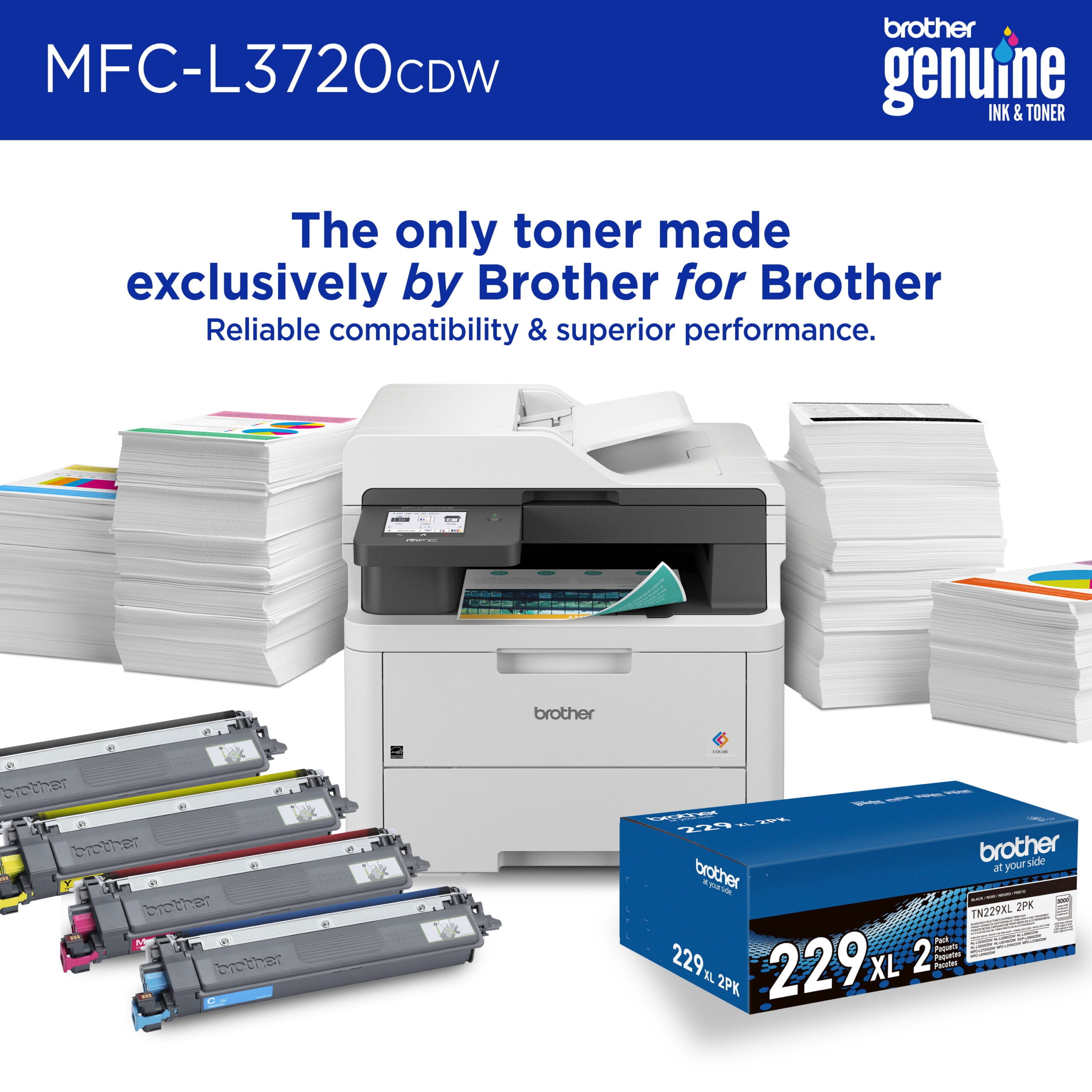 Brother MFC-L3720CDW Wireless Digital Color All-in-One Printer with Laser Quality Output, Copy, Scan and Fax, Duplex and Mobile Printing - Image 5