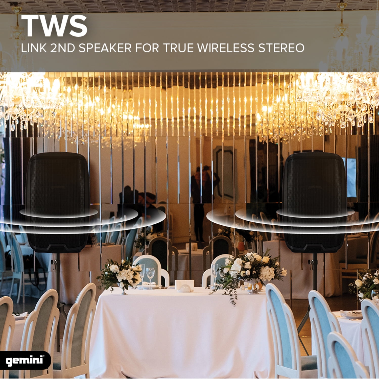 Gemini AS Series Bluetooth Portable PA Speaker with 3 Input Channels, Media Player, and FM Radio, Black, AS-2115BTPT - Image 2