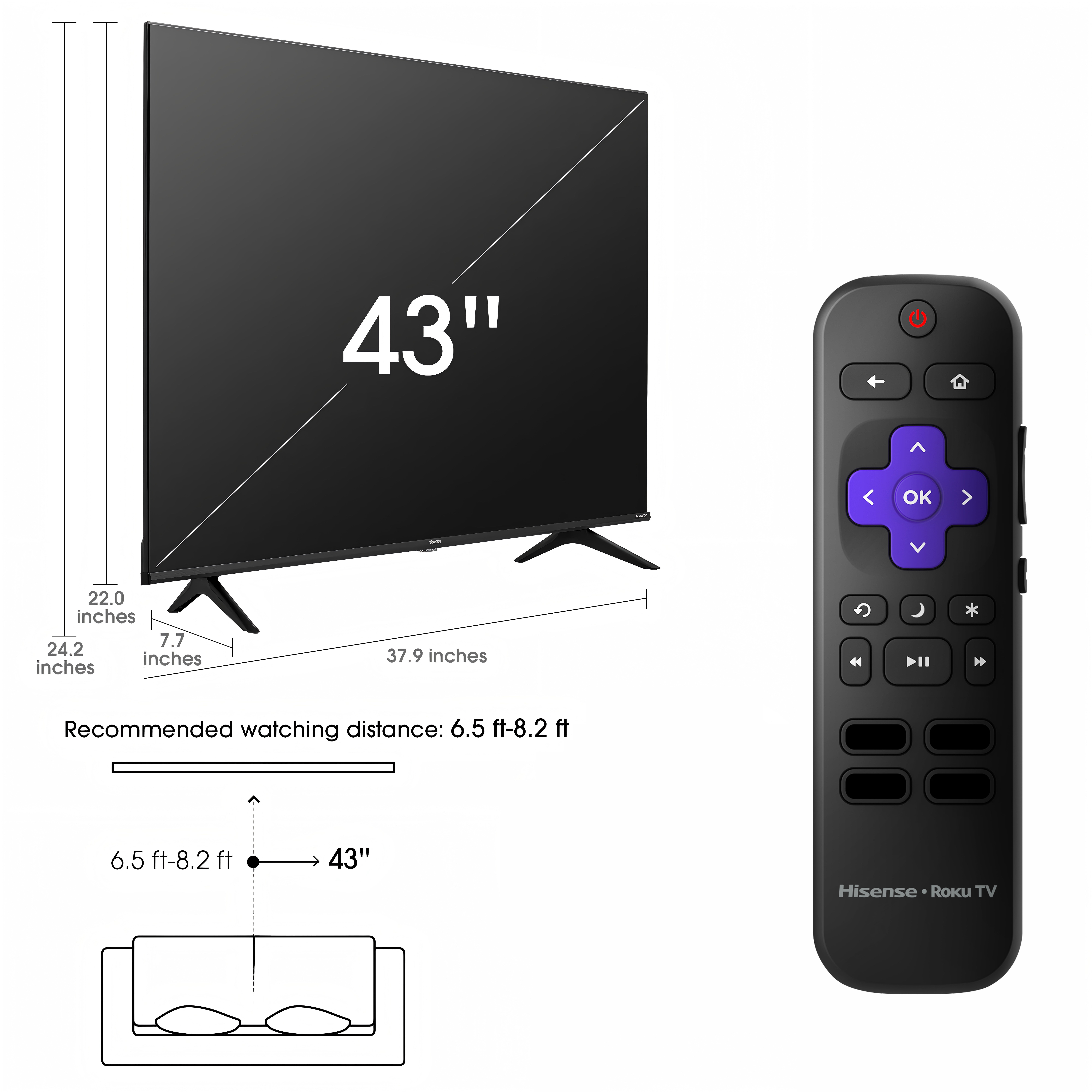 Hisense 43" Class 4K UHD LED LCD Smart Roku TV HDR R6 Series 43R6E3 - Image 2