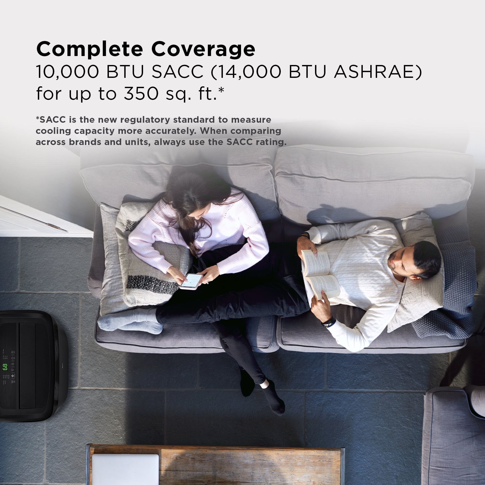 TCL 10,000 BTU SACC Portable Air Conditioner and Heater, Black, All-Season Comfort, Smart Heating, NEW, W10PH95-B - Image 4